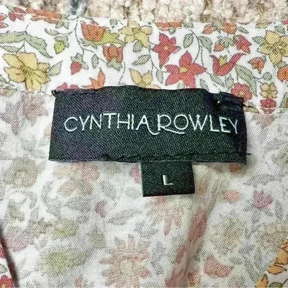 Cynthia Rowley | Women’s Floral 3/4 Sleeve Blouse with Ties | Size Large - Picture 11 of 13